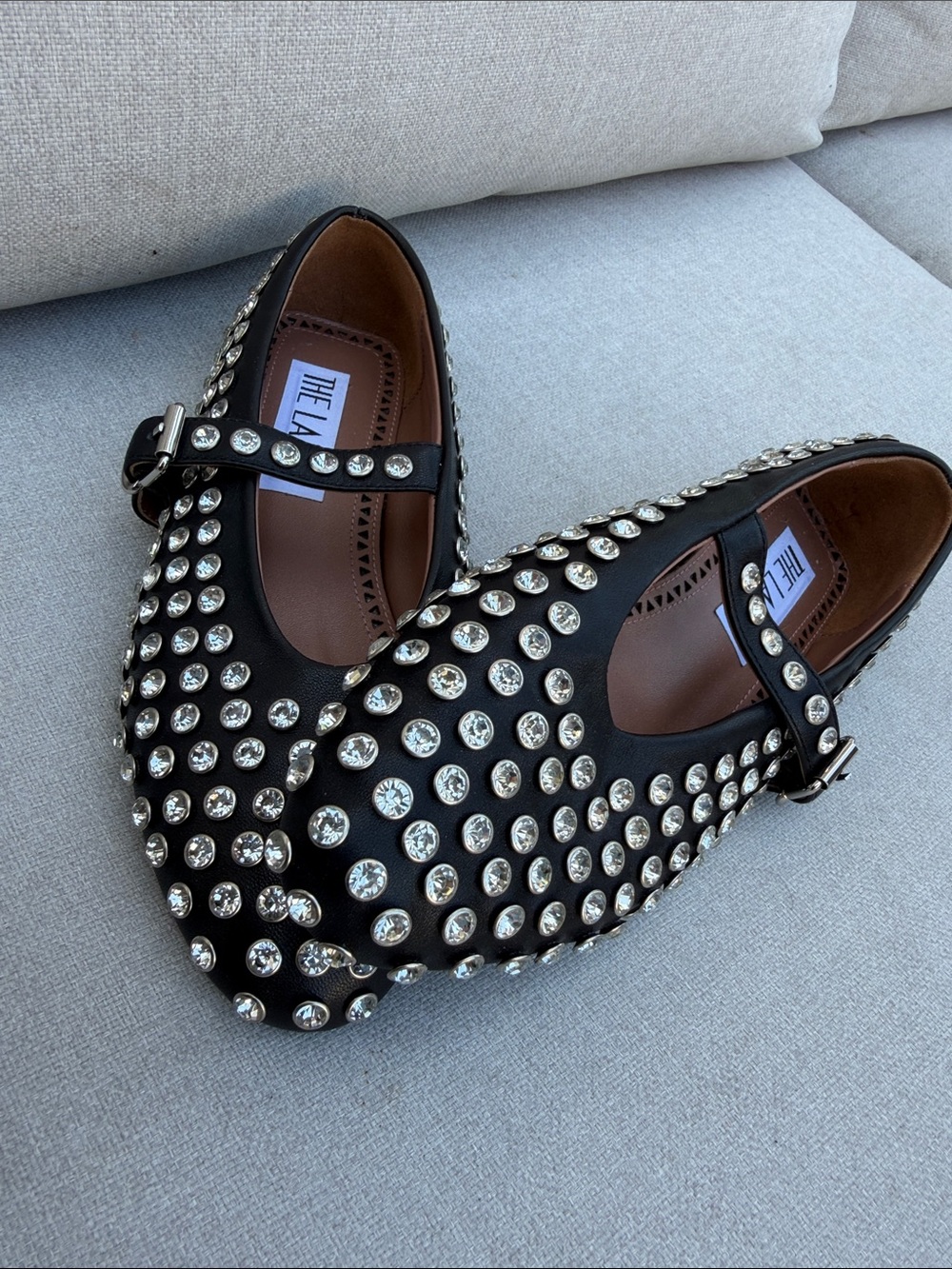 Alaia Black Crystal-Embellished Mary Jane Flats